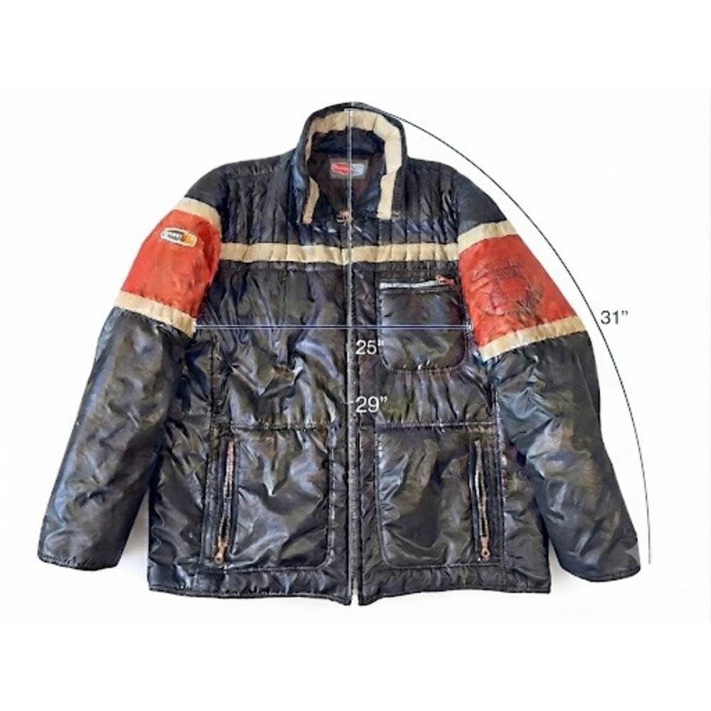 Vintage Diesel Puffer Jacket Mens Large Black Red Colorblock Quilted Full Zip - Picture 2 of 14
